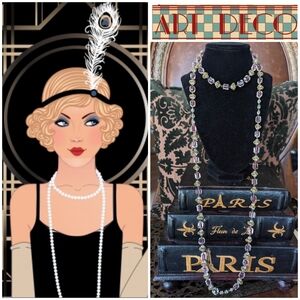 1920💥TOURMALINE/QUARTZ ART DECO NECKLACE